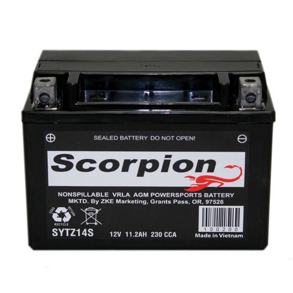 YTZ14S Battery Scorpion 12 Volt Motorcycle Batteries