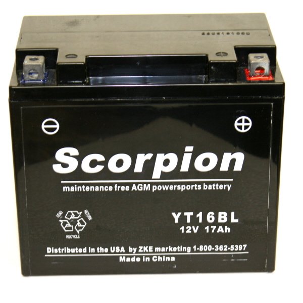 YT16BL Scorpion 12 Volt Powersport Battery YT16BL Scorpion 12 Volt Powersport Battery